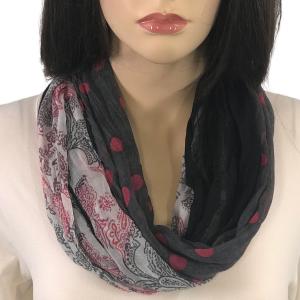3263 - Bohemian Three Layer Magnetic Clasp Scarves #07 Paisley-Polka Dot - Pink - 