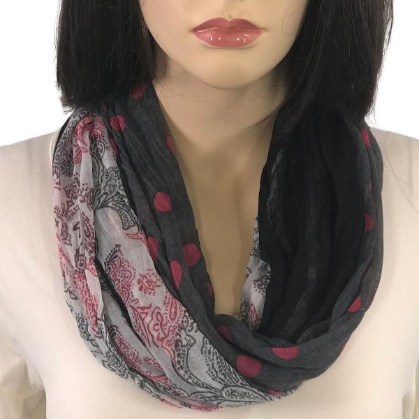 Wholesale 3263 - Bohemian Three Layer Magnetic Clasp Scarves #07 Paisley-Polka Dot - Pink - 