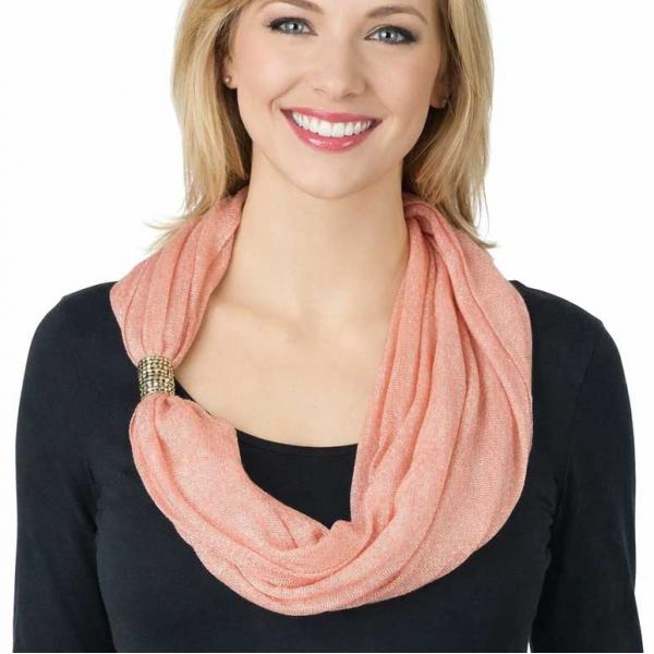 wholesale 3264 - Lurex Shimmer Magnetic Clasp Scarves #05 Peach MB - 