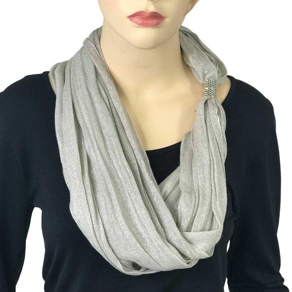 3264 - Lurex Shimmer Magnetic Clasp Scarves #06 Silver - 