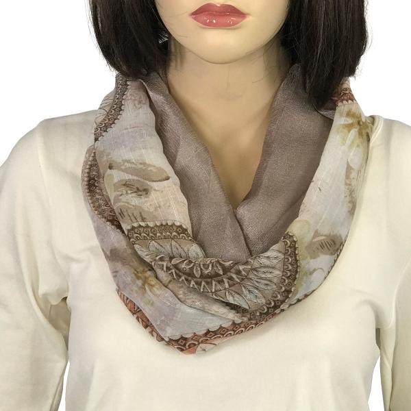 wholesale Magnetic Scarves by Caterina 3265 #07 Decorative Round Print 9005 Taupe - Tan - 