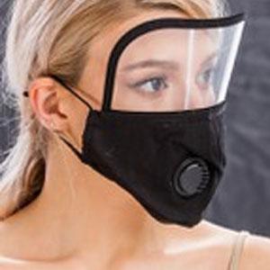 Wholesale  Mask with Eye Protection, Valve and Filter Pocket (Black) - 