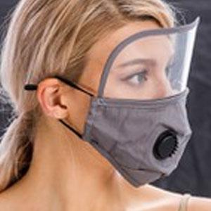 Wholesale  Mask with Eye Protection, Valve and Filter Pocket (Grey) - 