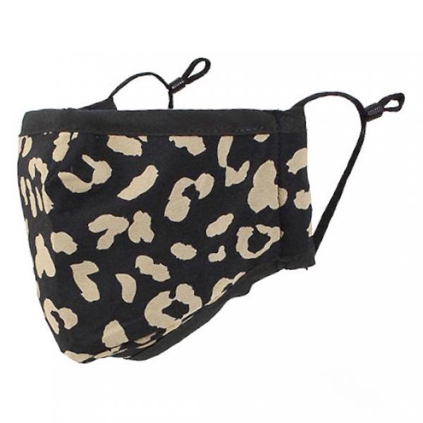 Protective Masks By Max Leopard Print Black and Taupe - 