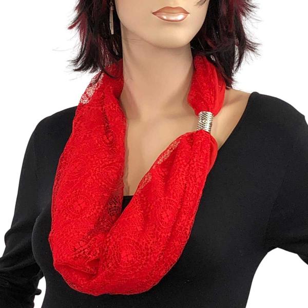 Wholesale 3281 - Cotton Lace Magnetic Clasp Scarves #12 Red - 