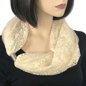 3282 Magnetic Clasp Scarves (Chiffon Double Lace) Cream - 