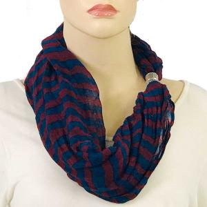 3288 - Magnetic Clasp Striped Scarves #04 Burgundy-Navy - 