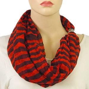 3288 - Magnetic Clasp Striped Scarves #06 Java-Red - 