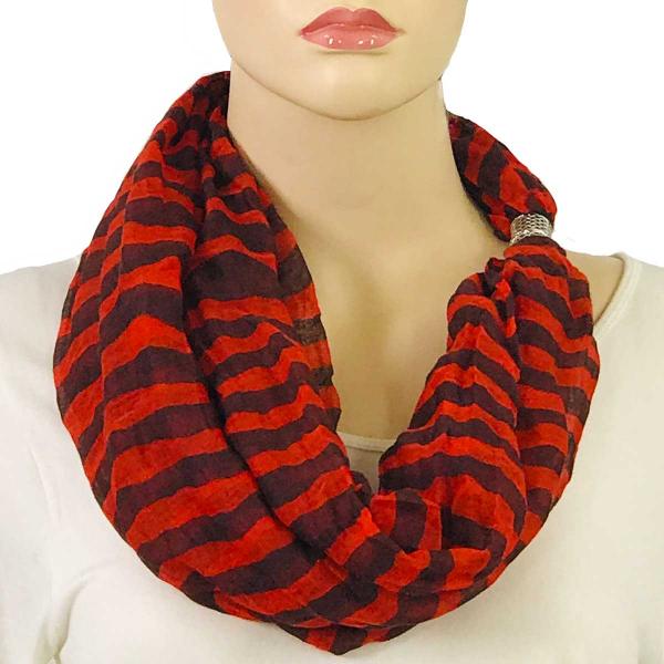 wholesale 3288 - Magnetic Clasp Striped Scarves #06 Java-Red - 