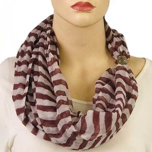 3288 - Magnetic Clasp Striped Scarves #07 Mauve-White - 