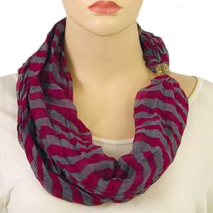 3288 - Magnetic Clasp Striped Scarves #08 Plum-Grey - 