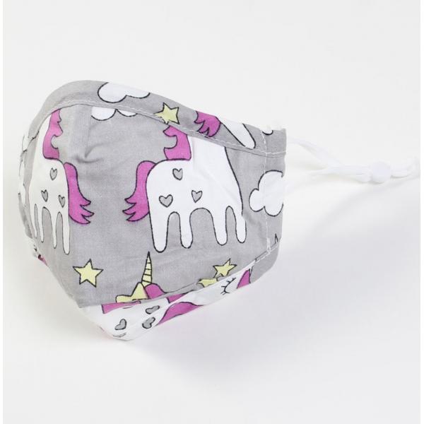 Wholesale Protective Masks by Jessica - Child Size D01 Unicorn - Grey  (Comes with 2 removable child filters and wire nose pincher) - 