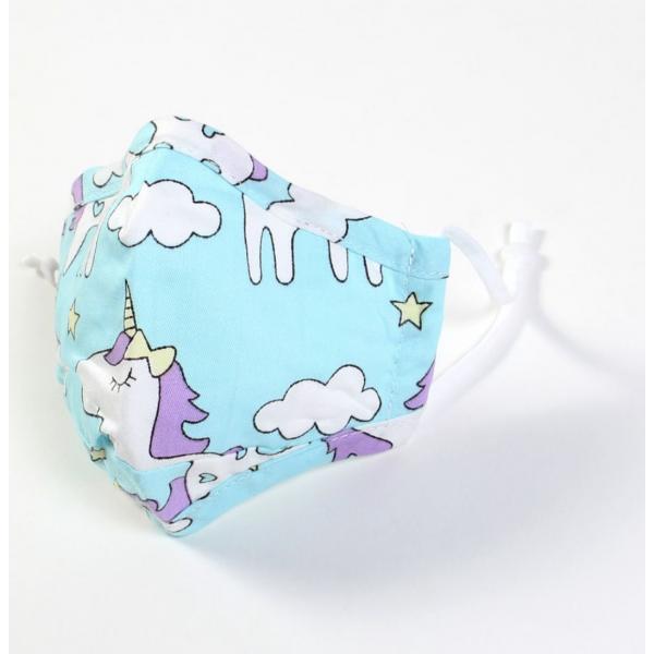 Wholesale Protective Masks by Jessica - Child Size D01 Unicorn - Light Blue  (Comes with 2 removable child filters and wire nose pincher) - 