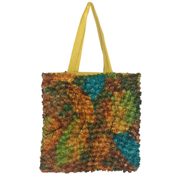 Wholesale 3294 - Puckered Fabric Tote Bags #01 Yellow w/ Coin Abstract - 