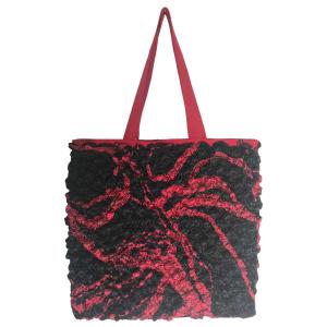 3294 - Puckered Fabric Tote Bags #05 Red w/ Coin Abstract - 