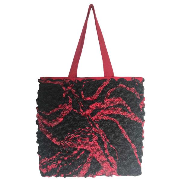 Wholesale 3294 - Puckered Fabric Tote Bags #05 Red w/ Coin Abstract - 