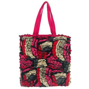 Wholesale 3294 - Puckered Fabric Tote Bags #08 Hot Pink w/  Coin Pop Art - 