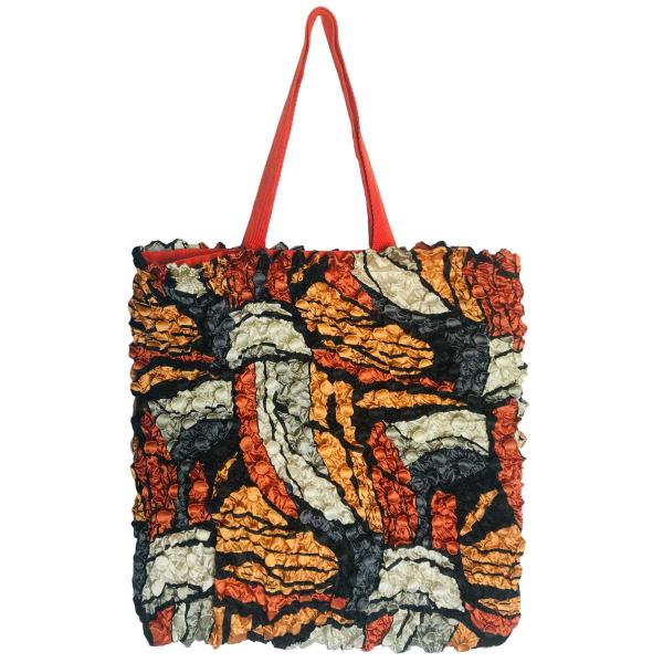 3294 - Puckered Fabric Tote Bags #15 Paprika with Coin Pop Art - 