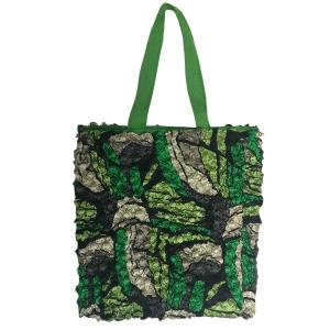 3294 - Puckered Fabric Tote Bags #10 Green w/ Coin Pop Art - 