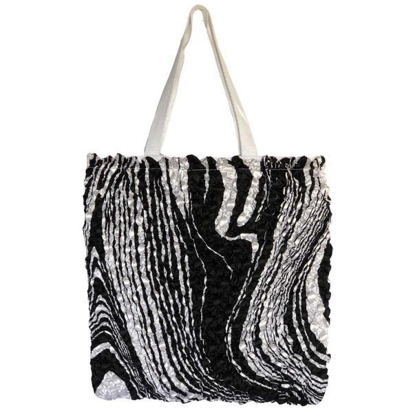 3294 - Puckered Fabric Tote Bags #22 Swirl Black and White - 