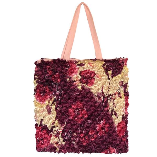 wholesale 3294 - Puckered Fabric Tote Bags #26 Rose Berry - 