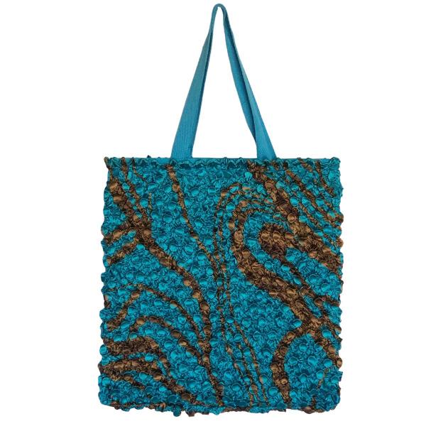 3294 - Puckered Fabric Tote Bags #28 Swirl Teal/Bronze - 