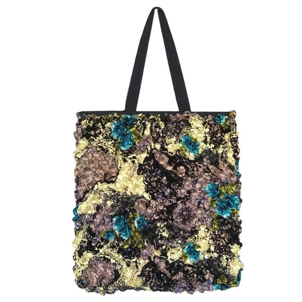 3294 - Puckered Fabric Tote Bags #33 Abstract Sky Blue/Ivory - 