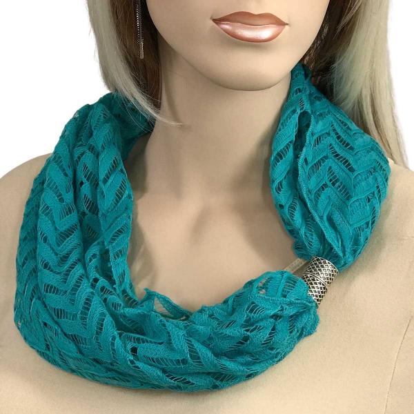 3295 - Chevron Lace Magnetic Clasp Scarves  #06 Teal - 