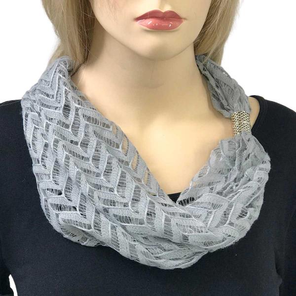 3295 - Chevron Lace Magnetic Clasp Scarves  #09 Silver - 