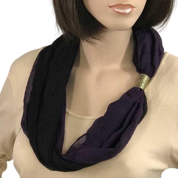 Wholesale 3296 Magnetic Clasp Scarves (Two Layer) #04 Black - Purple - 