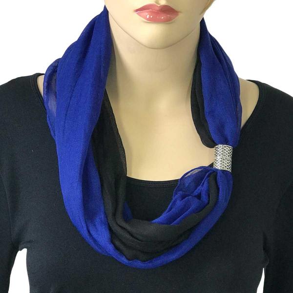 Wholesale 3296 Magnetic Clasp Scarves (Two Layer) #05 Black - Royal - 
