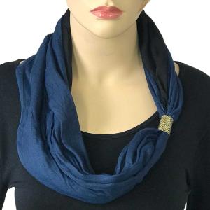 3296 Magnetic Clasp Scarves (Two Layer) #03 Black - Navy - 