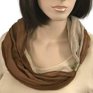 3296 Magnetic Clasp Scarves (Two Layer) #09 Brown - Beige - 