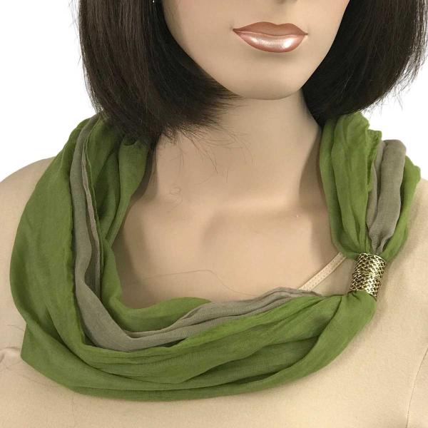 Wholesale 3296 Magnetic Clasp Scarves (Two Layer) #12 Green - Taupe - 
