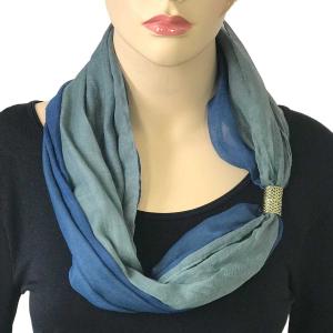 3296 Magnetic Clasp Scarves (Two Layer) #13 Navy - Silver - 