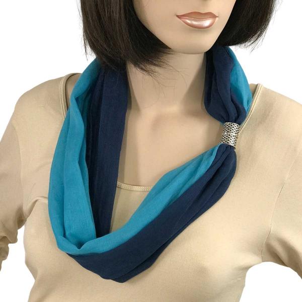 Wholesale 3296 Magnetic Clasp Scarves (Two Layer) #17 Turquoise - Navy - 
