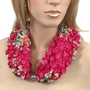 Magnetic Clasp Scarves - Coin + Bubble Satin 3302 #13 PINK FLORAL Coin Magnetic Clasp Scarf - 