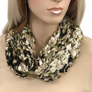 Magnetic Clasp Scarves - Coin + Bubble Satin 3302 #14 ANIMAL PRINT OLIVE Coin Magnetic Clasp Scarf - 