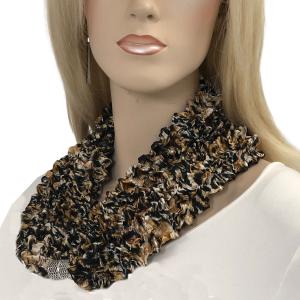 Magnetic Clasp Scarves - Coin + Bubble Satin 3302 #27 LEOPARD Magnetic Clasp Scarf - Bubble Satin - 