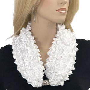Magnetic Clasp Scarves - Coin + Bubble Satin 3302 WHITE Magnetic Clasp Scarf - Bubble Satin - 
