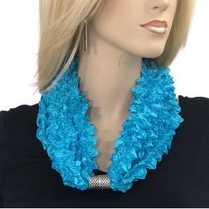 Magnetic Clasp Scarves - Coin + Bubble Satin 3302 #36 TURQUOISE Magnetic Clasp Scarf - Bubble Light Satin - 