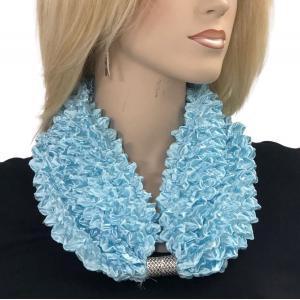 Magnetic Clasp Scarves - Coin + Bubble Satin 3302 #35 SKY BLUE Magnetic Clasp Scarf - Bubble Satin - 