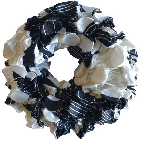 wholesale Scrunchies - Bubble Satin (Jelly Donuts)  #20 African White/Black Coin - 