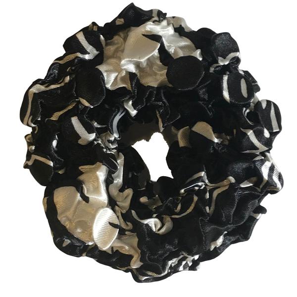wholesale 1432 Scrunchies - Bubble Satin (Jelly Donuts)  #29 African Black White Coin - 