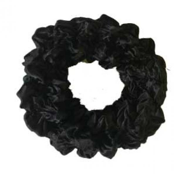 wholesale Scrunchies - Bubble Satin (Jelly Donuts)  Solid Black - 