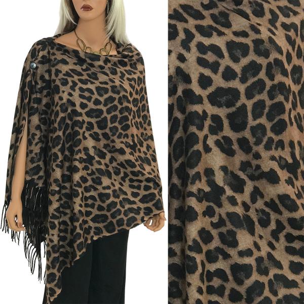 wholesale 3305 - Suede Cloth Animal Print Button Poncho/Shaw CLASSIC LEOPARD Suede Cloth Animal Print Shawl with Buttons  - 