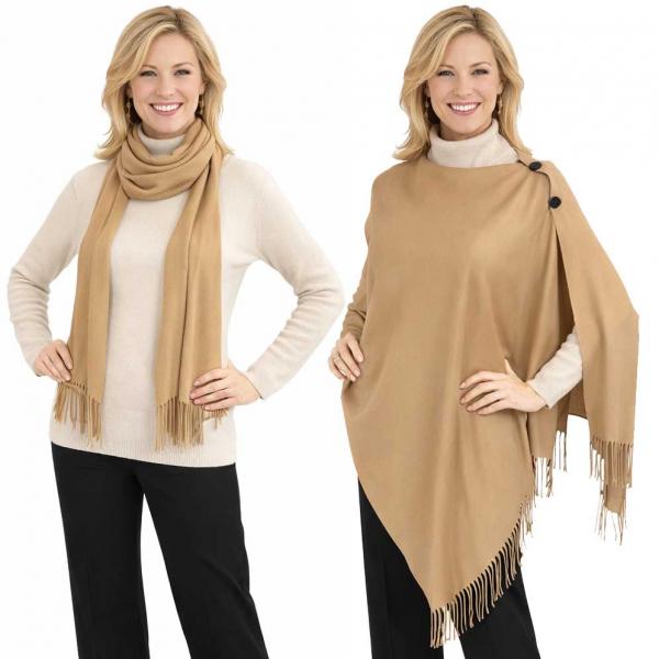 wholesale 624 - Cashmere Feel Wooden Button Shawls  #25 Camel with Black Buttons - 