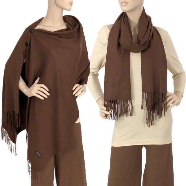 wholesale 624 - Cashmere Feel Wooden Button Shawls  #05 Chocolate Brown with Black Buttons MB - 