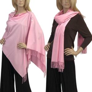 624 - Cashmere Feel Wooden Button Shawls  #03 Light Pink with Pink Wooden Buttons  - 