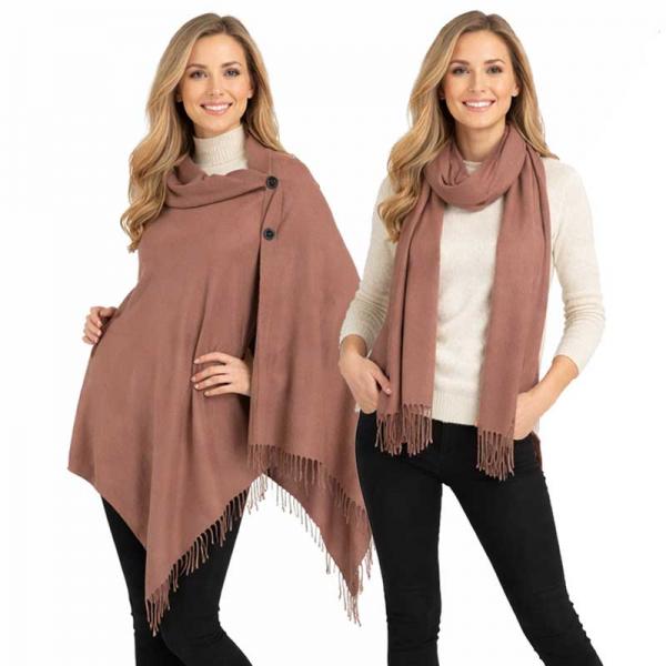 wholesale 624 - Cashmere Feel Wooden Button Shawls  #24 Dusty Mauve with Black Buttons
(MB) - 